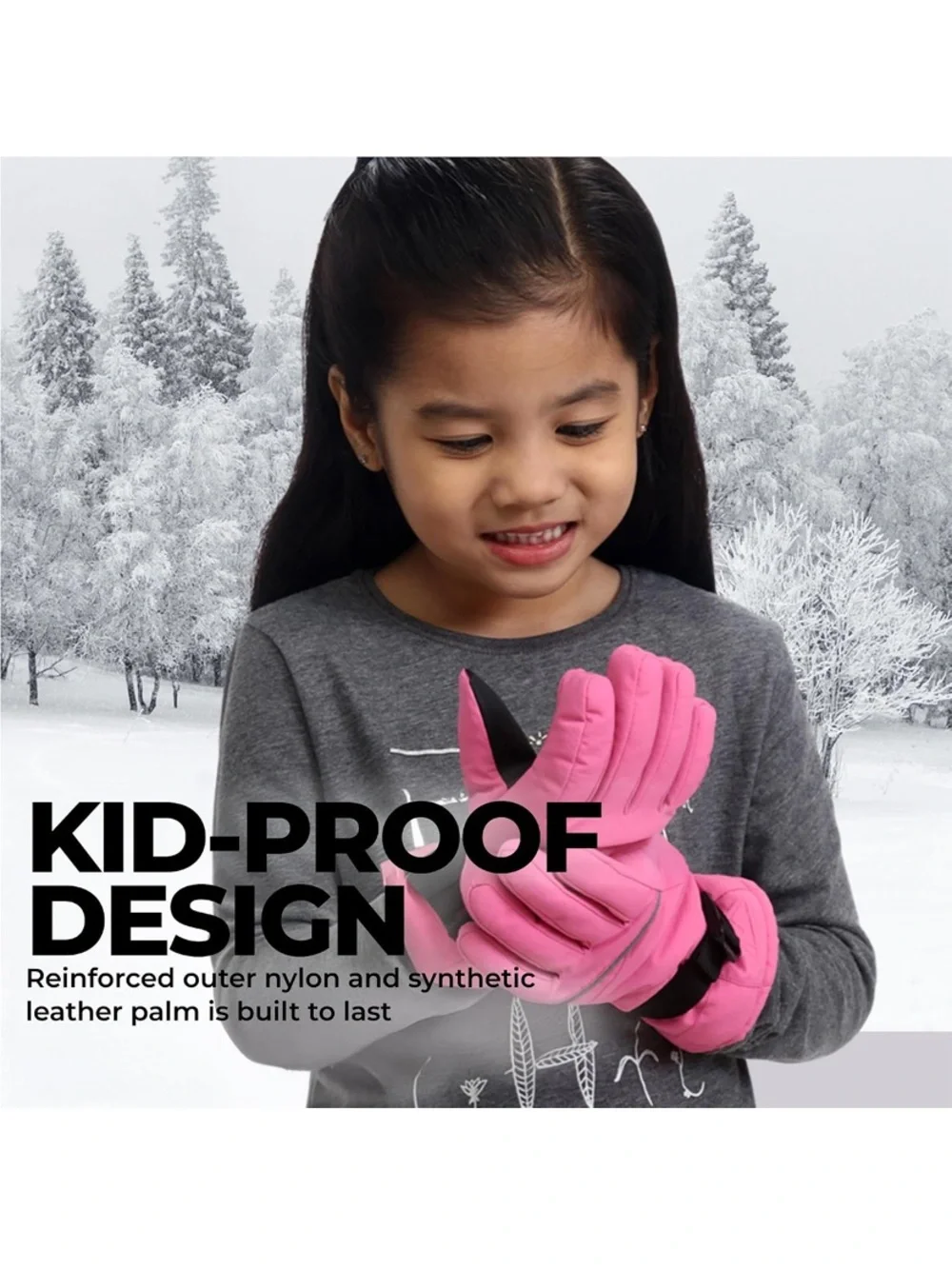 Kids Pink Insulated Winter Gloves Tough Outdoors Snow Gloves - Ski & Snow